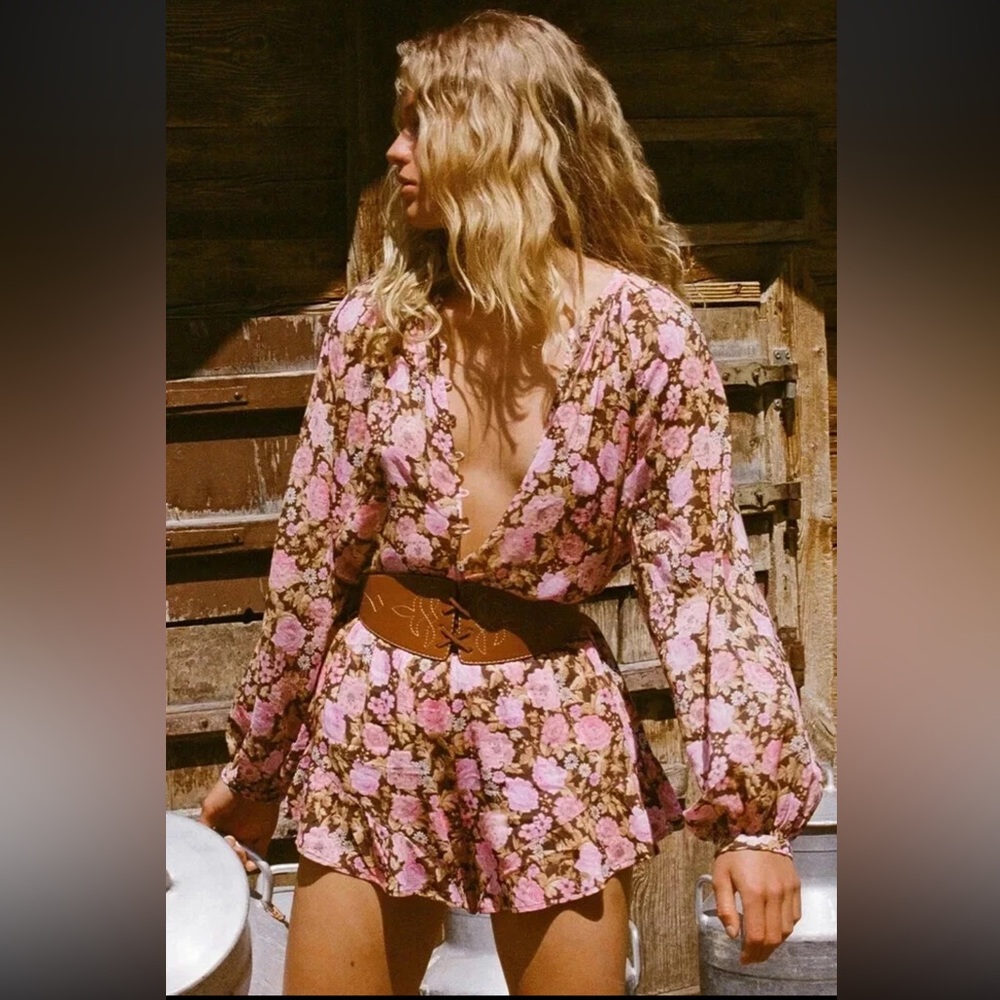 Spell Floral Blouse in Pink and Brown